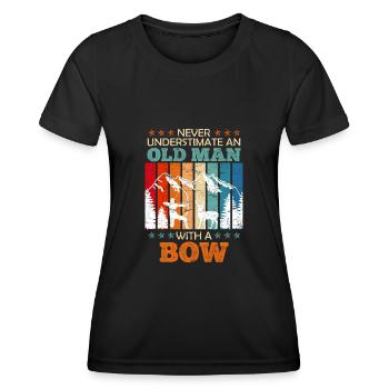 Vieil homme à l’arc Longbow Archer - T-shirt sport Femme - noir - Devant - AI Model Female 172 light (172cm)