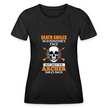 Archer smiles Archery saying - Women's Functional T-Shirt - black - Front - AI Model Female 172 light (172cm)