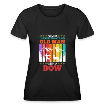 Vieil homme à l’arc Longbow Archer - T-shirt sport Femme - noir - Devant - AI Model Female 172 light (172cm)