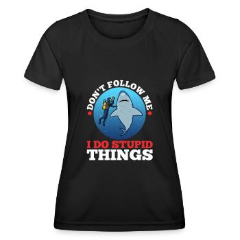 Ne me suivez pas, je fais des choses stupides, Skuba Diving - T-shirt sport Femme - noir - Devant - AI Model Female 172 light (172cm)