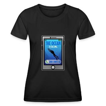 L’océan m’appelle et je dois y aller - T-shirt sport Femme - noir - Devant - AI Model Female 172 light (172cm)