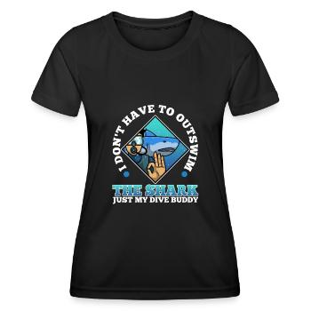 I don't have to outswim the shark, my dive buddy - Frauen Funktions-T-Shirt - Schwarz - Vorne - AI Model Female 172 light (172cm)