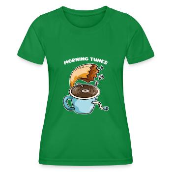 Morning Tunes Coffee Music Gramophone - Women's Functional T-Shirt - kelly green - Front - AI Model Female 172 dark (172cm)