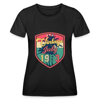 Millésime 1963 Juillet - T-shirt sport Femme - noir - Devant - AI Model Female 172 light (172cm)