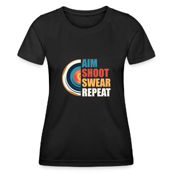 AimIng Shooting Swearing Target - Women's Functional T-Shirt - black - Front - AI Model Female 172 light (172cm)