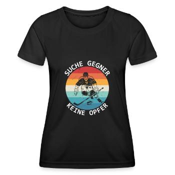 Suche Gegner Keine Opfer Eishockey Hockeyspieler - Frauen Funktions-T-Shirt - Schwarz - Vorne - AI Model Female 172 light (172cm)