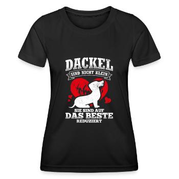 Dackel sind auf das Beste Reduziert Dackel Geschen - Frauen Funktions-T-Shirt - Schwarz - Vorne - AI Model Female 172 light (172cm)