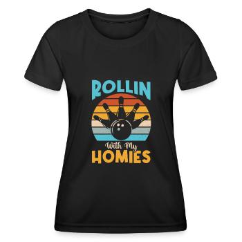 Je ne suis pas toujours grincheux Parfois je joue au bowling - Spor - T-shirt sport Femme - noir - Devant - AI Model Female 172 light (172cm)