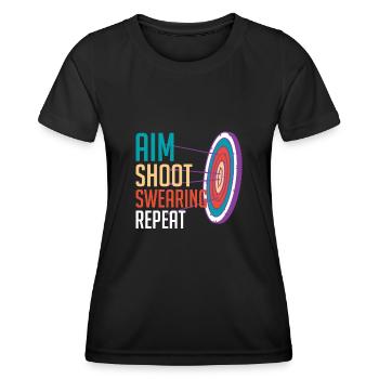 Aim Solve Curse Again Archery - Women's Functional T-Shirt - black - Front - AI Model Female 172 light (172cm)