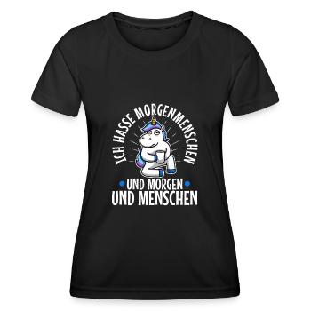 Ich hasse Morgenmenschen - Frauen Funktions-T-Shirt - Schwarz - Vorne - AI Model Female 172 light (172cm)