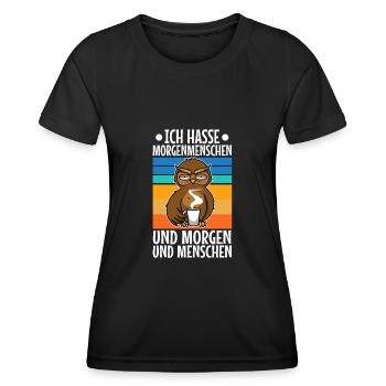 Ich hasse Morgenmenschen - Frauen Funktions-T-Shirt - Schwarz - Vorne - AI Model Female 172 light (172cm)