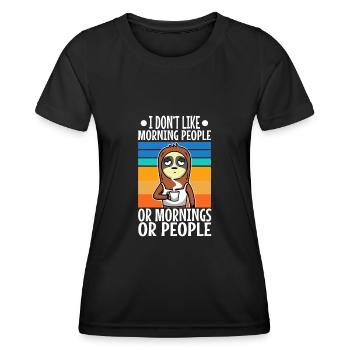 Ich hasse Morgenmenschen - Frauen Funktions-T-Shirt - Schwarz - Vorne - AI Model Female 172 light (172cm)