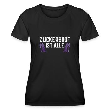 Zuckerbrot ist aus schwarzer Humor, die gute Zeit - Frauen Funktions-T-Shirt - Schwarz - Vorne - AI Model Female 172 light (172cm)
