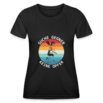 Suche Gegner Keine Opfer Lacrosse Lacrossespieler - Frauen Funktions-T-Shirt - Schwarz - Vorne - AI Model Female 172 light (172cm)