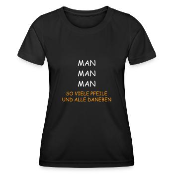 So viele Pfeile und alle daneben Bogenschießen - Frauen Funktions-T-Shirt - Schwarz - Vorne - AI Model Female 172 light (172cm)