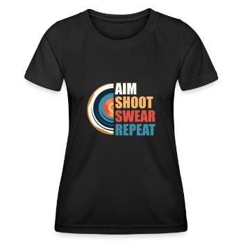 AimIng Shooting Swearing Target - Women's Functional T-Shirt - black - Front - AI Model Female 172 light (172cm)