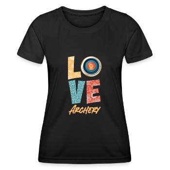 Archer Love Target Archery - Women's Functional T-Shirt - black - Front - AI Model Female 172 light (172cm)