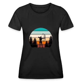 Vintage Archer Compound Bow Archery - Women's Functional T-Shirt - black - Front - AI Model Female 172 light (172cm)