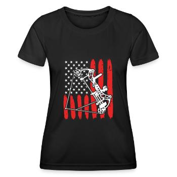 Compoundbogen Bogenschütze USA Bogenschießen - Frauen Funktions-T-Shirt - Schwarz - Vorne - AI Model Female 172 light (172cm)