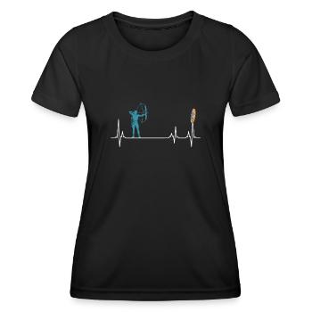 Bogenschütze Herzschlag Bogenschießen - Frauen Funktions-T-Shirt - Schwarz - Vorne - AI Model Female 172 light (172cm)