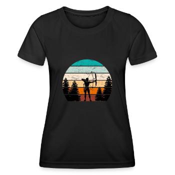Vintage Bogenschütze Compoundbogen Bogenschießen - Frauen Funktions-T-Shirt - Schwarz - Vorne - AI Model Female 172 light (172cm)