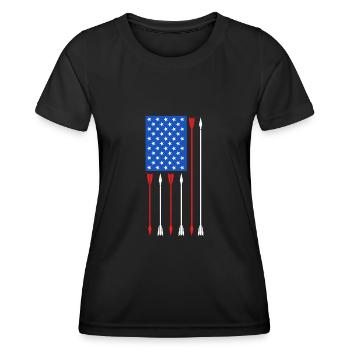 Usa Archer de tir à l’arc - T-shirt sport Femme - noir - Devant - AI Model Female 172 light (172cm)