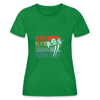 Build fly crash rebuild drone - Frauen Funktions-T-Shirt - Kelly Green - Vorne - AI Model Female 172 dark (172cm)