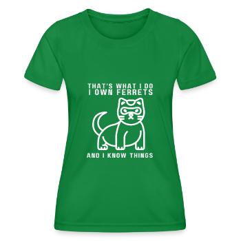 Ferret Weasel Pet Rodent Animal Vateranian - Women's Functional T-Shirt - kelly green - Front - AI Model Female 172 dark (172cm)
