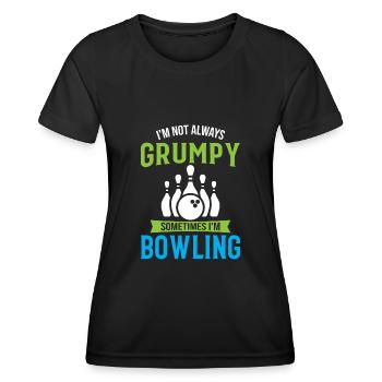 Je ne suis pas toujours grincheux Parfois je joue au bowling - Spor - T-shirt sport Femme - noir - Devant - AI Model Female 172 light (172cm)
