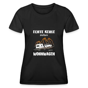 Echte Kerle ziehen Wohnwagen Urlaub - Frauen Funktions-T-Shirt - Schwarz - Vorne - AI Model Female 172 light (172cm)