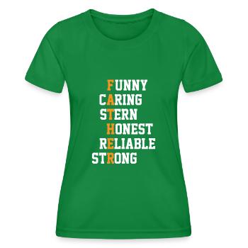 Funny Caring Stern Honest Dad Joke - Women's Functional T-Shirt - kelly green - Front - AI Model Female 172 dark (172cm)