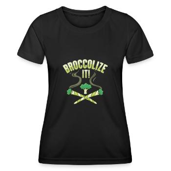 Brokkolize-It jeu de mots pour un amateur végétalien - T-shirt sport Femme - noir - Devant - AI Model Female 172 light (172cm)