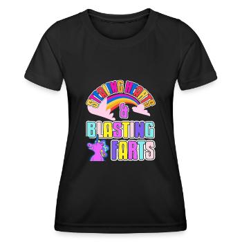Steal hearts and dashes blow up unicorn fart Einh - Women's Functional T-Shirt - black - Front - AI Model Female 172 light (172cm)