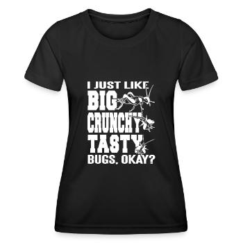 J’aime juste les gros insectes croquants et délicieux - T-shirt sport Femme - noir - Devant - AI Model Female 172 light (172cm)