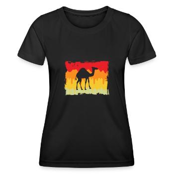 Retro Dromedar - Frauen Funktions-T-Shirt - Schwarz - Vorne - AI Model Female 172 light (172cm)