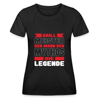 Grill und BBQ Spruch Grillmeister Mythos Legende - Frauen Funktions-T-Shirt - Schwarz - Vorne - AI Model Female 172 light (172cm)