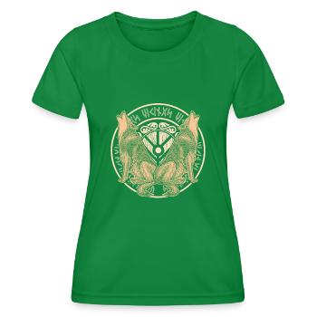 Wolf Odins Wikinger Schild Wölfe Odhin - Frauen Funktions-T-Shirt - Kelly Green - Vorne - AI Model Female 172 dark (172cm)