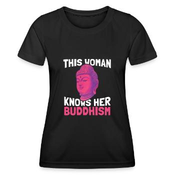 Buddha Buddhist Buddhismus - Frauen Funktions-T-Shirt - Schwarz - Vorne - AI Model Female 172 light (172cm)