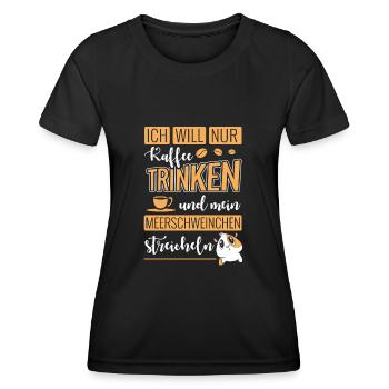 Guinea Pig & Coffee - Frauen Funktions-T-Shirt - Schwarz - Vorne - AI Model Female 172 light (172cm)
