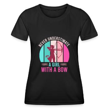 Ne sous-estimez jamais une fille avec un arc d’arc - T-shirt sport Femme - noir - Devant - AI Model Female 172 light (172cm)