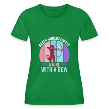 Ne sous-estimez jamais une fille avec un arc d’arc - T-shirt sport Femme - vert - Devant - AI Model Female 172 dark (172cm)
