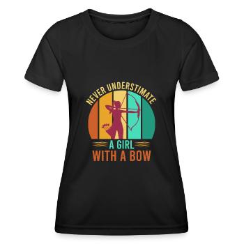 Ne sous-estimez jamais une fille avec un arc d’arc - T-shirt sport Femme - noir - Devant - AI Model Female 172 light (172cm)