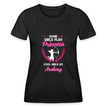 Cool Girls Go Archery Archer - Women's Functional T-Shirt - black - Front - AI Model Female 172 light (172cm)