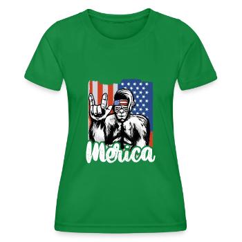 Bigfoot Independence Day America USA - Women's Functional T-Shirt - kelly green - Front - AI Model Female 172 dark (172cm)
