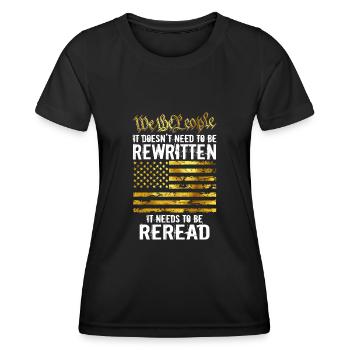 US Flag Regular Dad Raising Wolves Not Sheep - Frauen Funktions-T-Shirt - Schwarz - Vorne - AI Model Female 172 light (172cm)