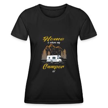Home is where my Camper is Motorhome Camping - Women's Functional T-Shirt - black - Front - AI Model Female 172 light (172cm)