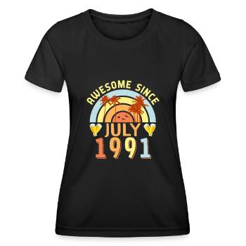 July 1991 Gift idea - Women's Functional T-Shirt - black - Front - AI Model Female 172 light (172cm)