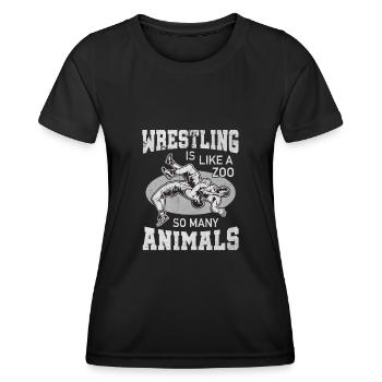 Wrestling Wie Zoo Lauter Tiere Ringer Martial Art - Frauen Funktions-T-Shirt - Schwarz - Vorne - AI Model Female 172 light (172cm)