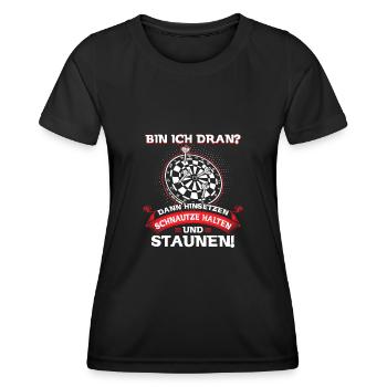 Bin Ich Dran Hinsetzen Schnauze Halten Staunen - Frauen Funktions-T-Shirt - Schwarz - Vorne - AI Model Female 172 light (172cm)
