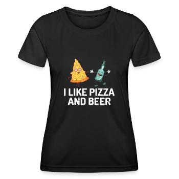 I like pizza and beer - Women's Functional T-Shirt - black - Front - AI Model Female 172 light (172cm)